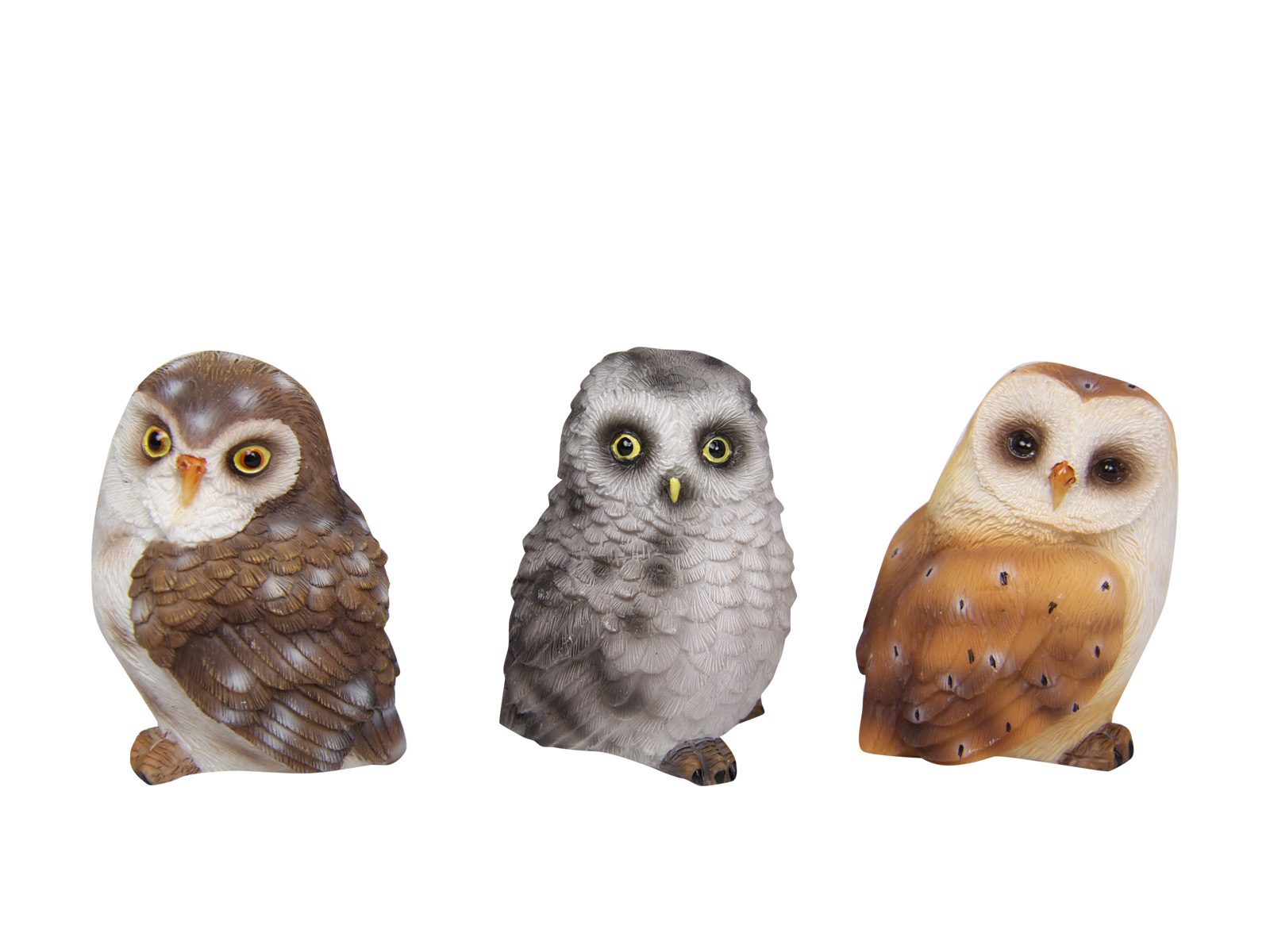 Set Of 3 Baby Owl Figurines, Mini Collection, Realistic Features