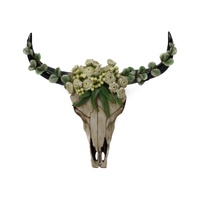 31cm Eucalyptus Design Cow Skull Hanger, Rustic Wall Decor with Natural Touch