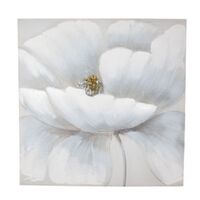 60cm White Flower Oil Painting with Sequin Finish Abstract Canvas Print Wall Art Decor