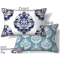 30x50cm Hamptons Style Double-Sided Cushion - Blue Decorative Pillow