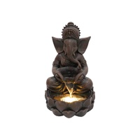 54cm Sitting Ganesh Fountain with LED Light - Tranquil Hindu Water Feature Decor