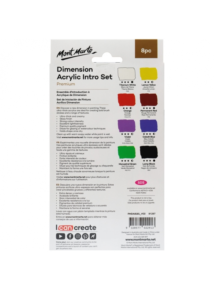 Value Deal 33pce Acrylic Paint Intro Set Kit Paints, Round & Flat