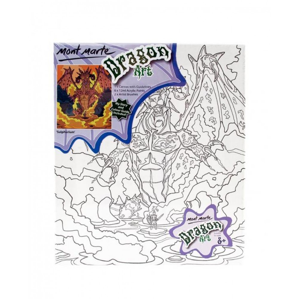 Mont Marte 10pce Dragon Art Canvas Set with Paint and Brushes  eBay