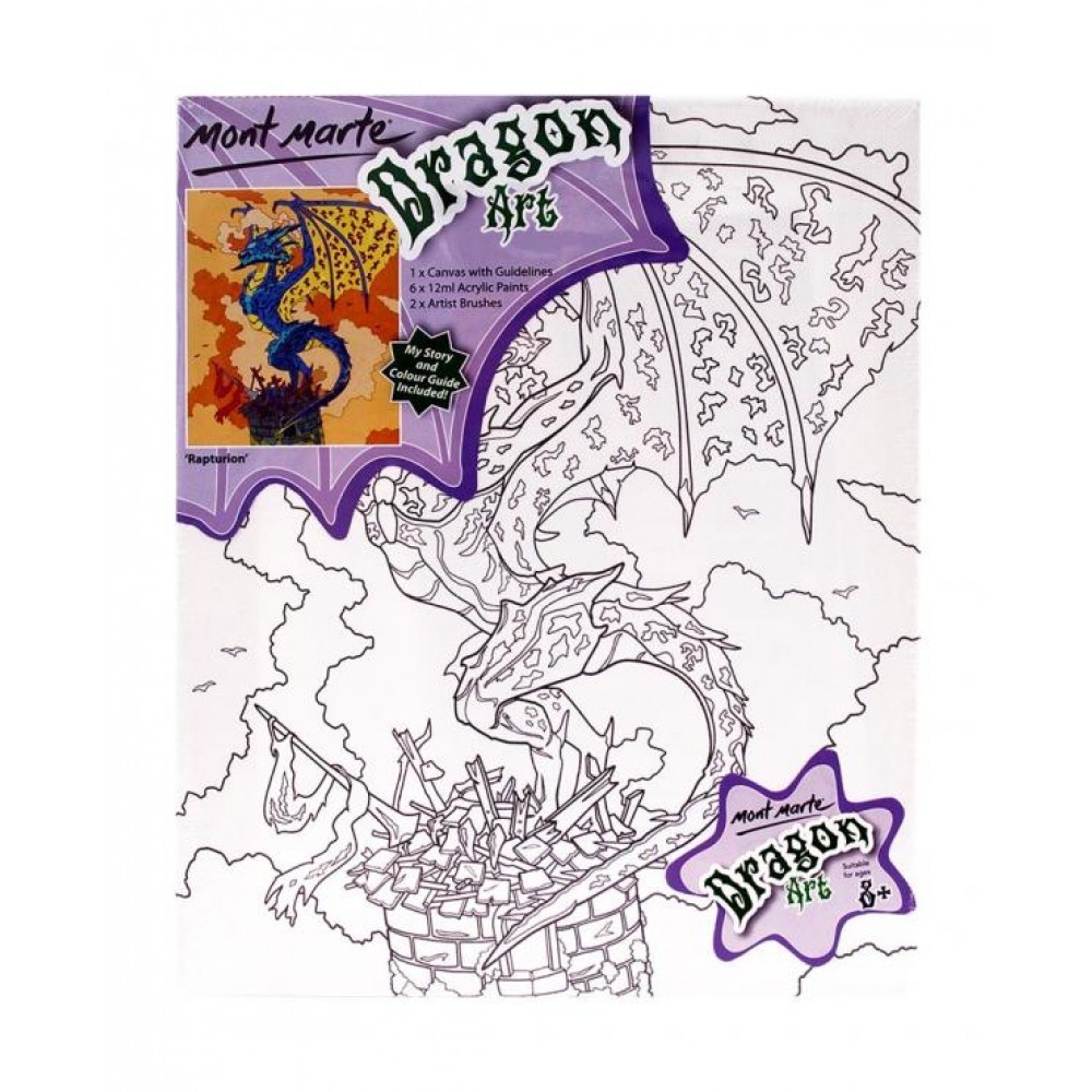 Mont Marte 10pce Dragon Art Canvas Set with Paint and Brushes  eBay