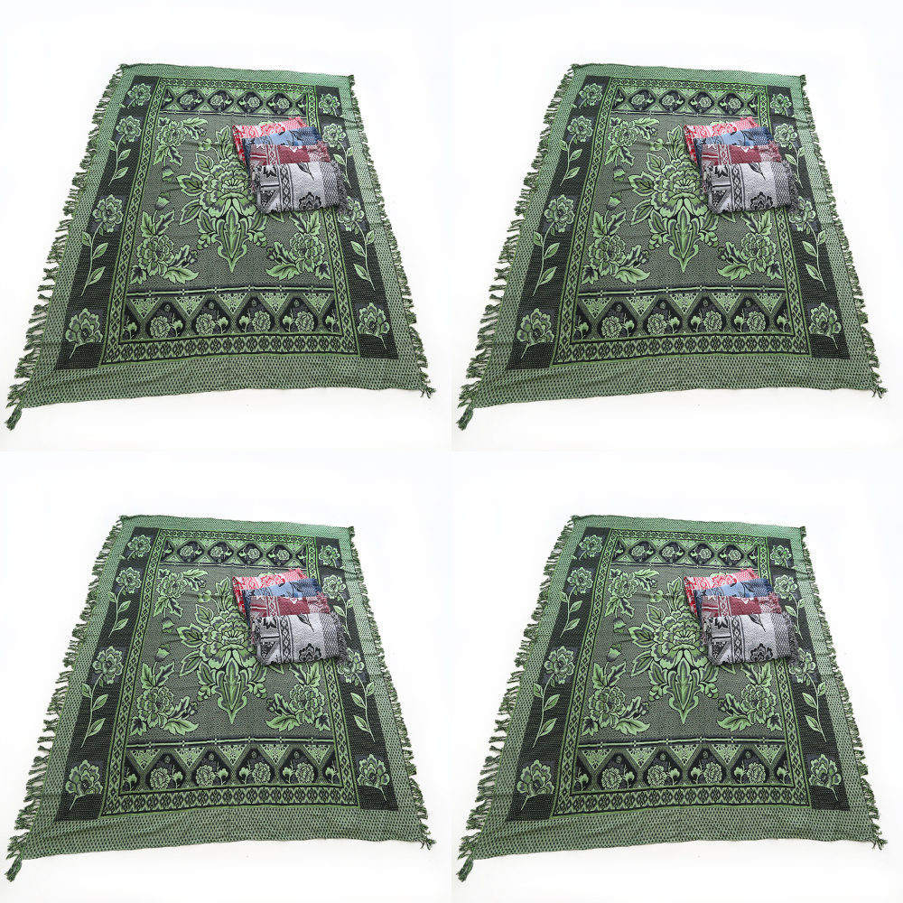 4x Green Boho Throw Rug, Table Cloth, Picnic, Camping Blanket 180x200cm