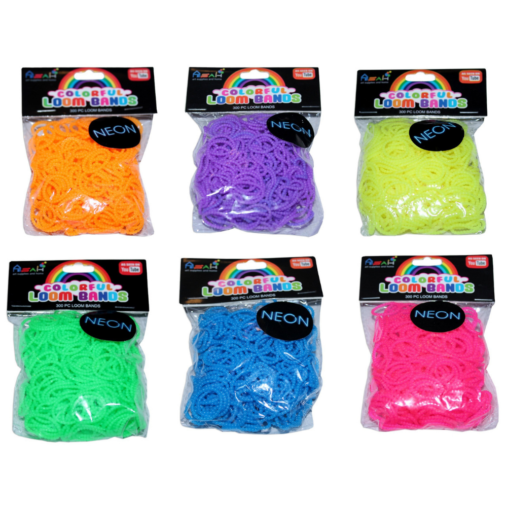 Colour Beaded Neon Loom Bands 300pce   16 S Clips