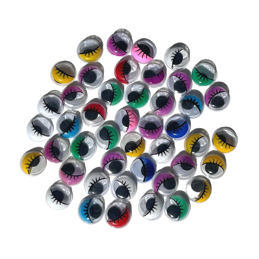 50pcs Craft Googly Eyes Multicolour Eyelids 12mm Glue On Decorate Kids ...