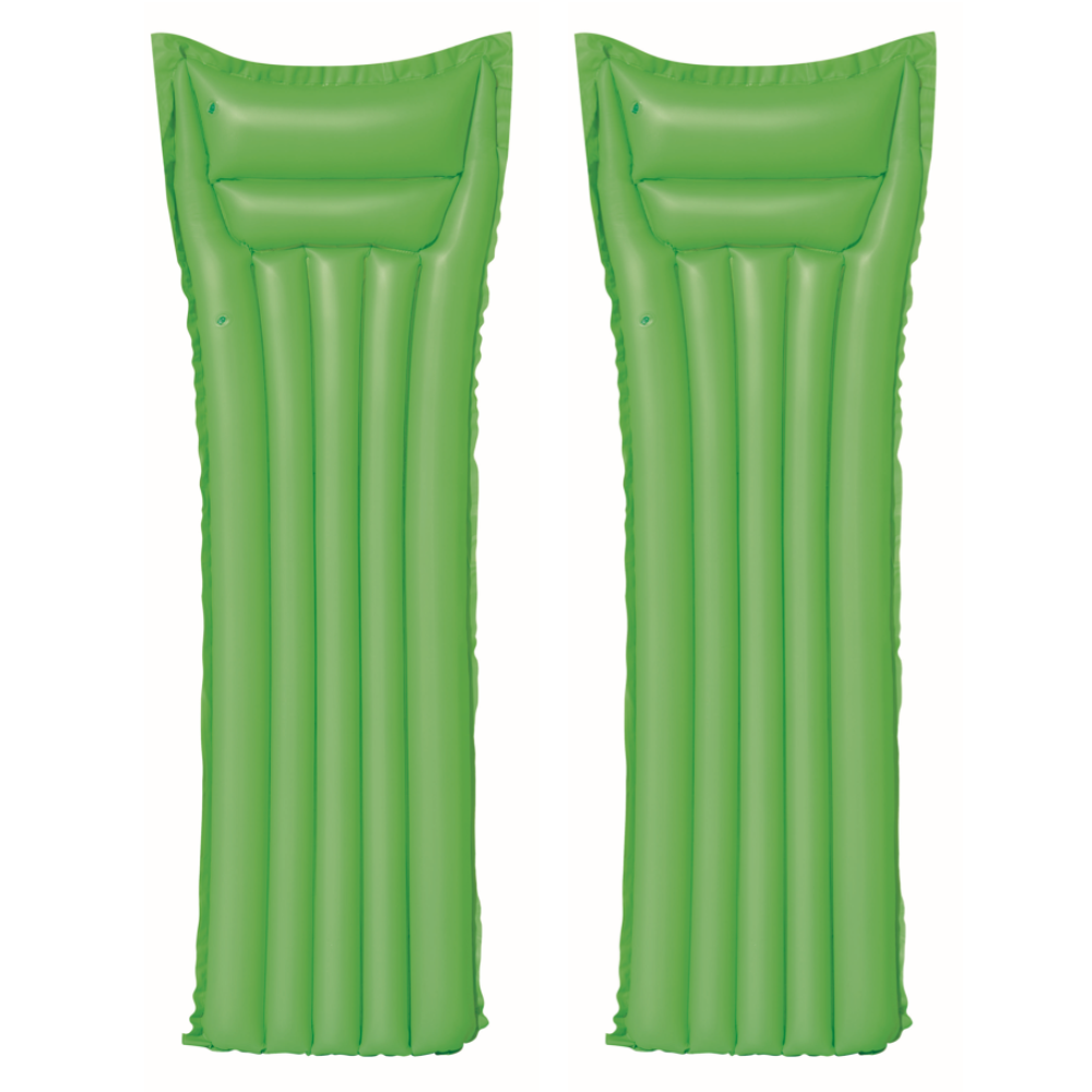 2x Inflatable Air Mats Lounger Pool Toy Set Green Colour 1.83m
