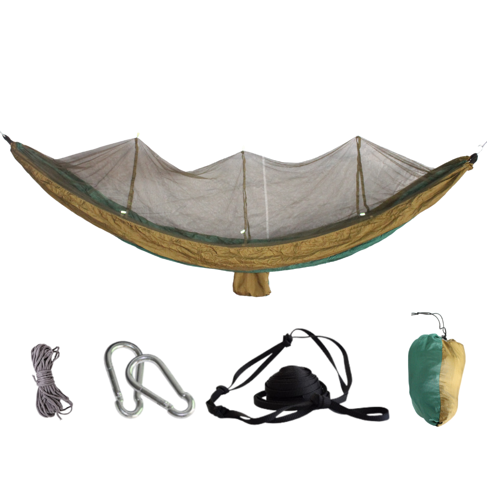 Hammock With Mosquito Net Protection Dark Green 260x140cm In Carry Bag   Cord