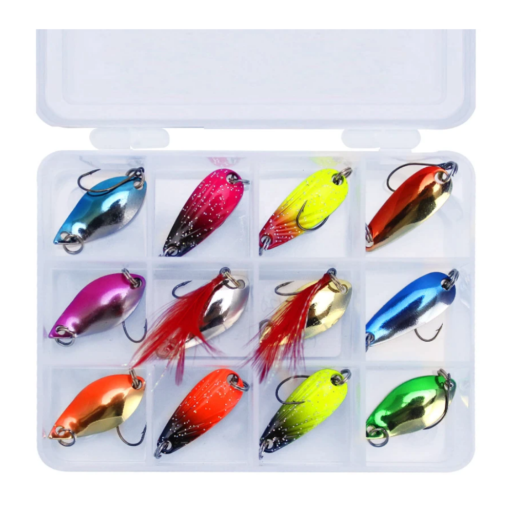 Fishing Spoon Lures Set Metal Hard Body 12pce 2.5g in Tackle