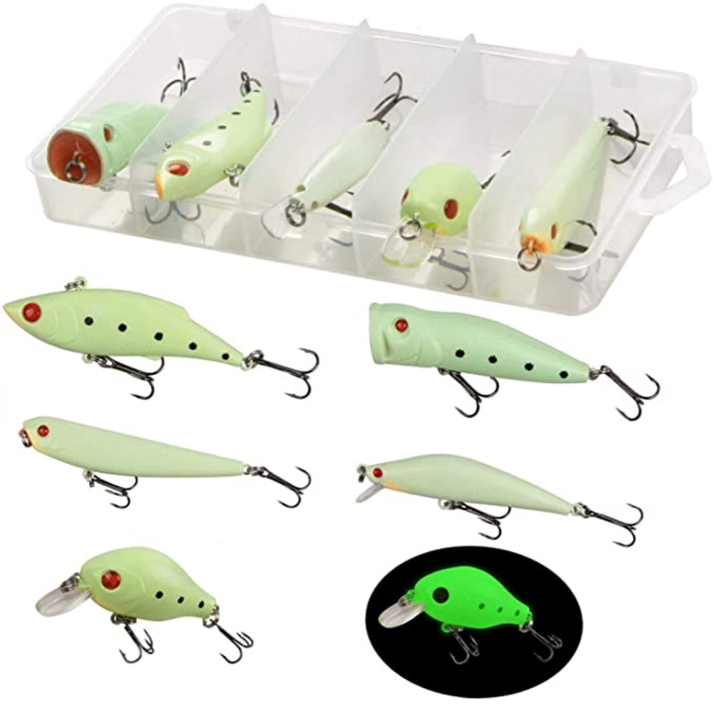 Fishing Lures, Hooks & Drop Sinker Weight Set 15 Pieces in Case