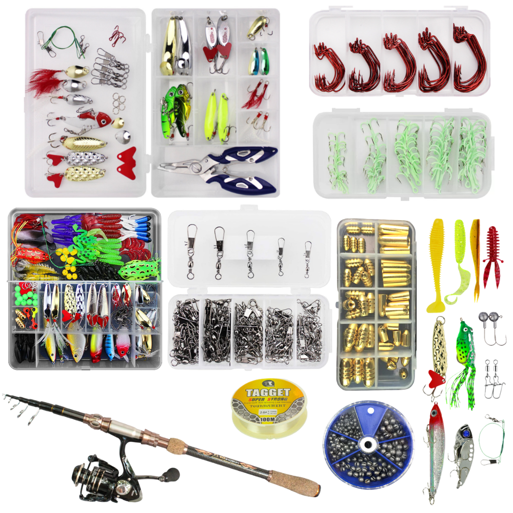 Fishing Rod & Tackle Combo Set 2.1m Sinkers, Hooks, Lures, Line