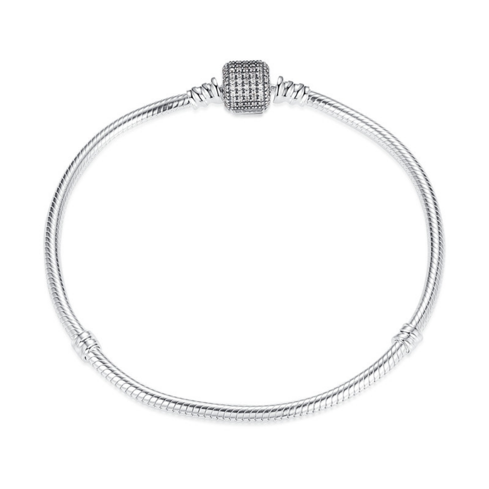 Diamante Pendant 18cm Snake Chain Bracelet Silver Jewellery Accessory 1 Piece