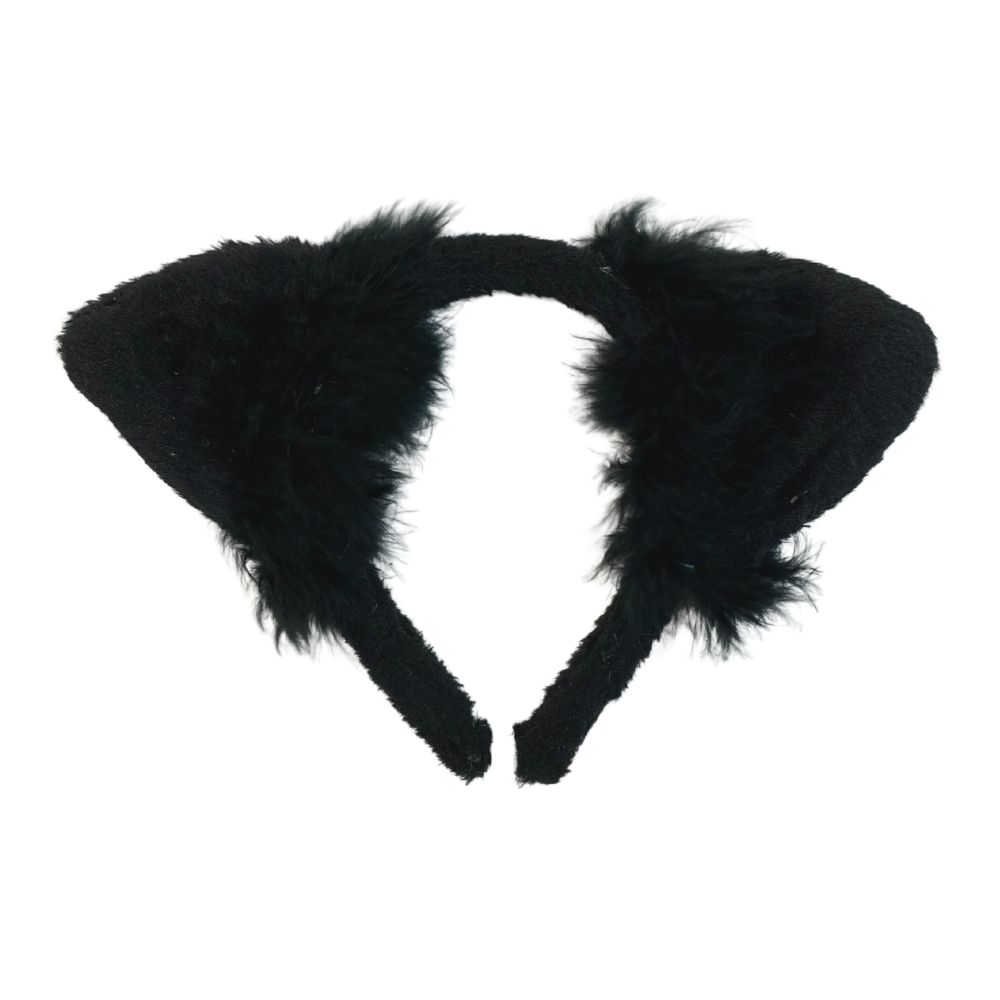 Fluffy Black Cat Ears Headband, Dress Up Costume Accessory Kids/Adult ...