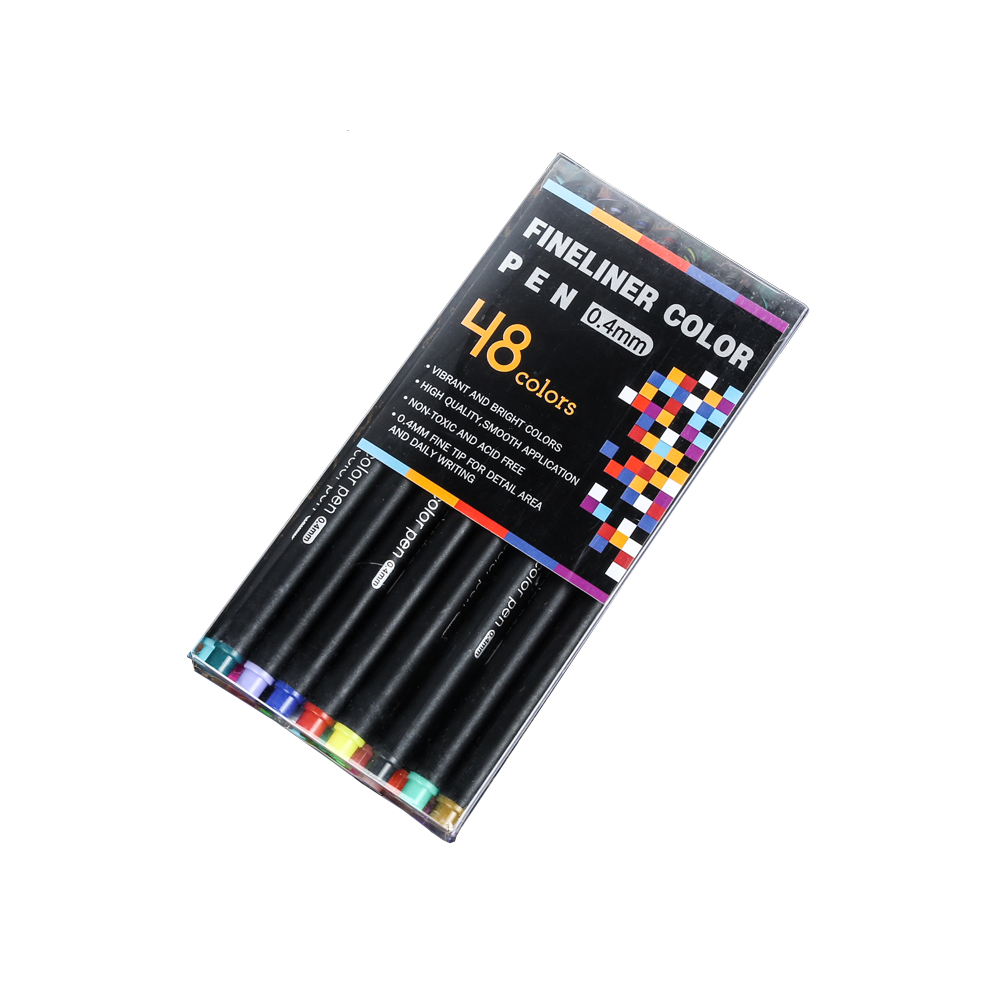 24x Fine Liner Pens with A4 Black Paper Sketch Pad, Colour Markers