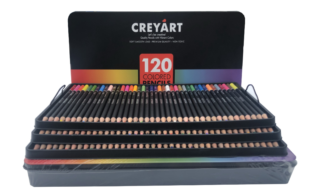 120pce Colour Lead Pencils In Metal Box Vibrant Colours Great Gift Set!