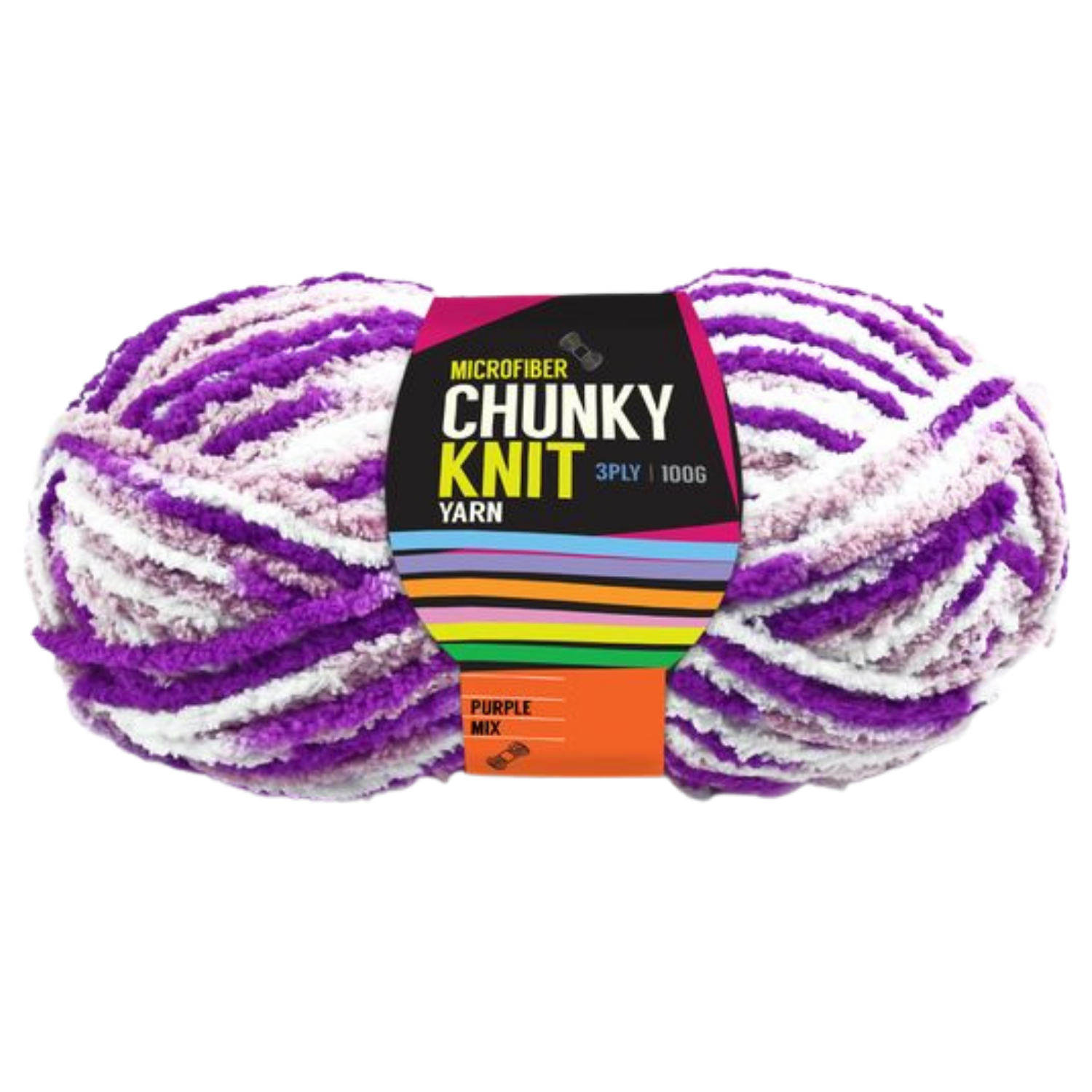 1pce Chunky Knit Yarn 100G - Purple Mix - Macrame Cord 3 Ply