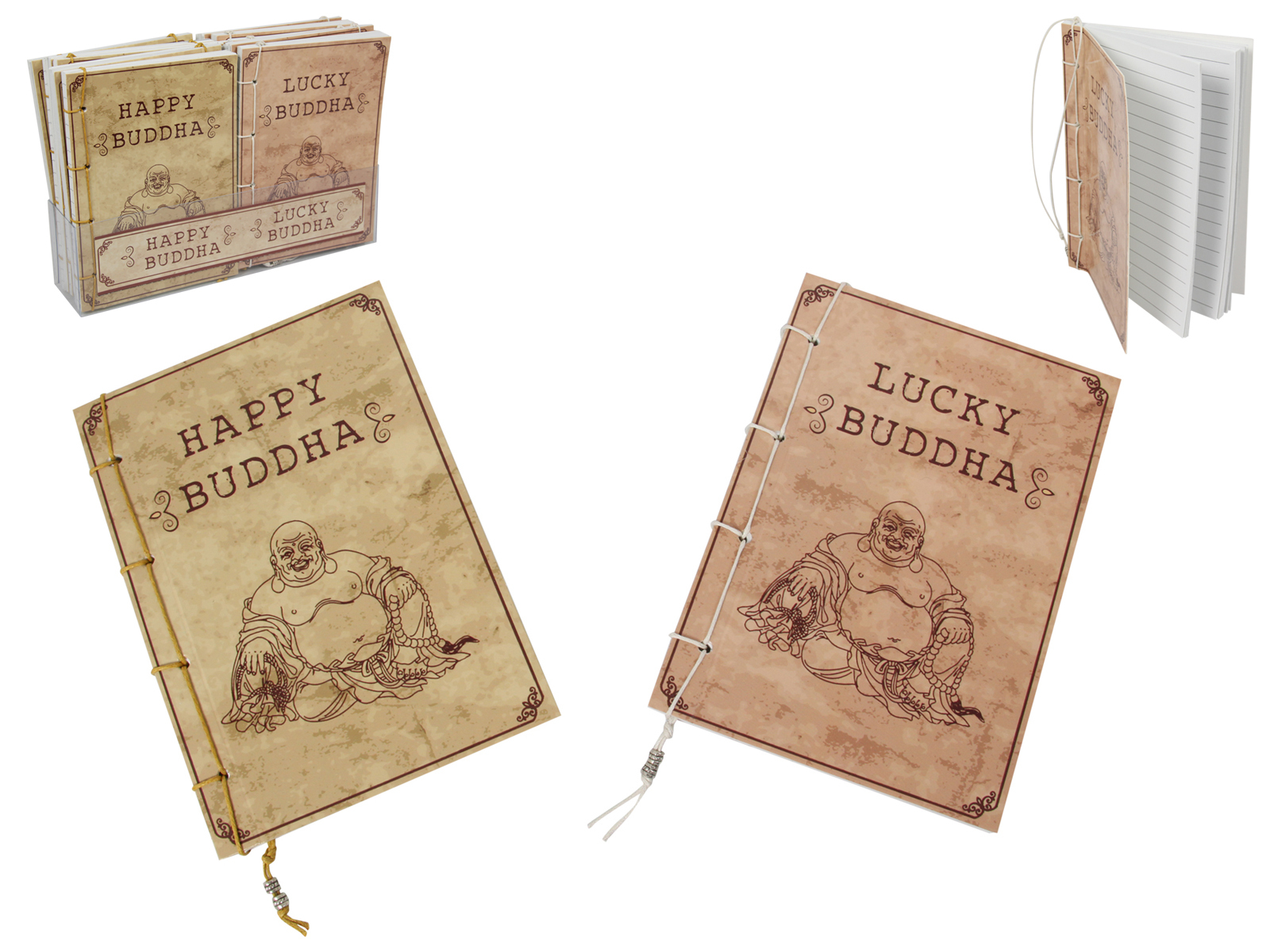 1pce 15cm Lucky/Happy Buddha Rustic Style Notebook Pad Vintage Antique Style