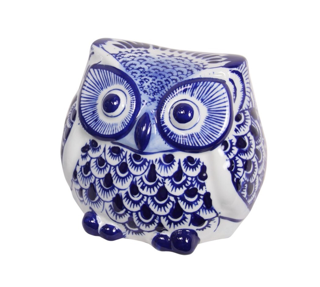 New 1pce 16/12cm Blue Willow Owl Athena Ceramic Home Decor 2 Asst | eBay