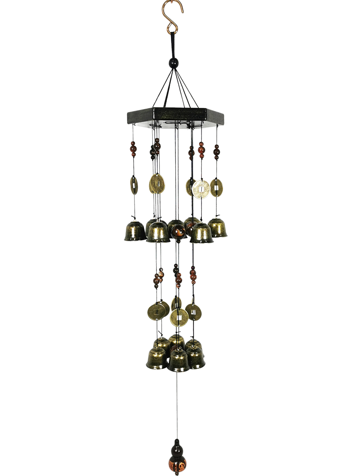75cm Chinese Bell & Coin Wind Chime Chandelier Brass Beaded