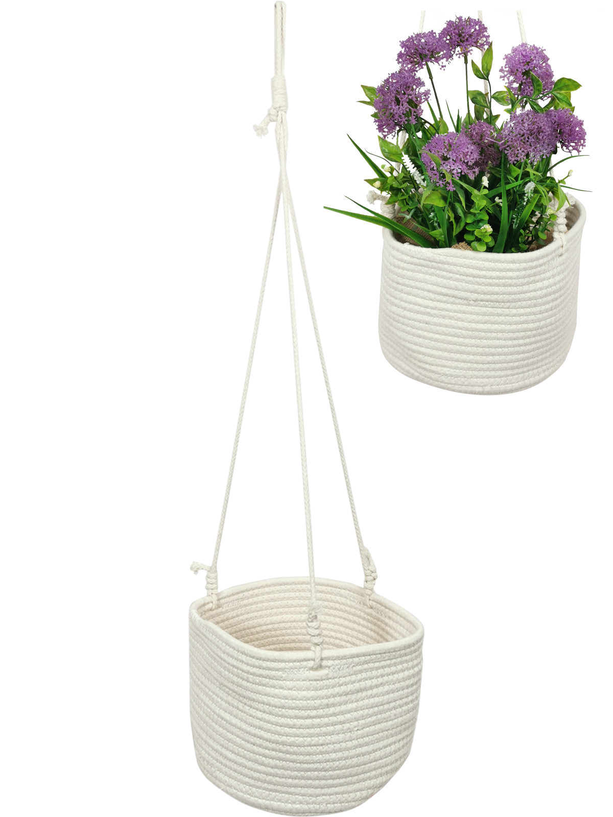 white wicker hanging baskets