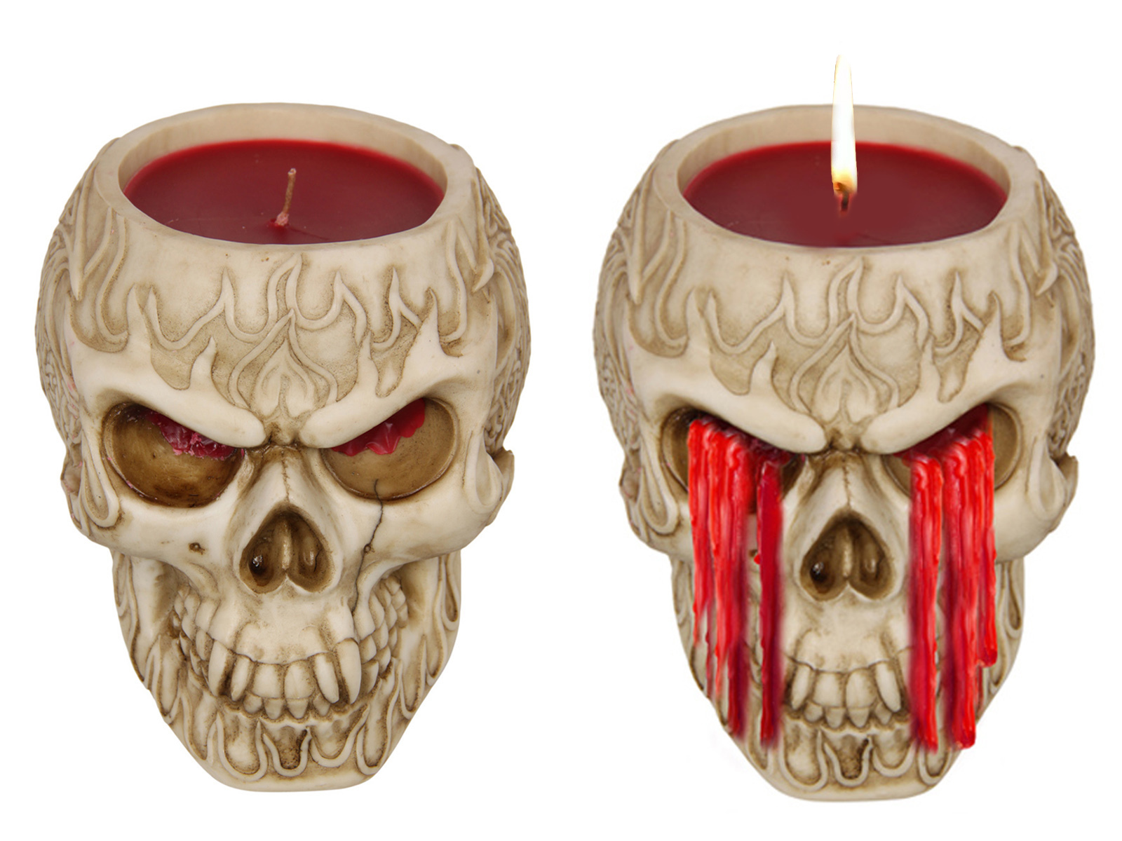 1pce 18cm Skull Candle Weeping Blood Bleeds Red Wax When Burning Halloween
