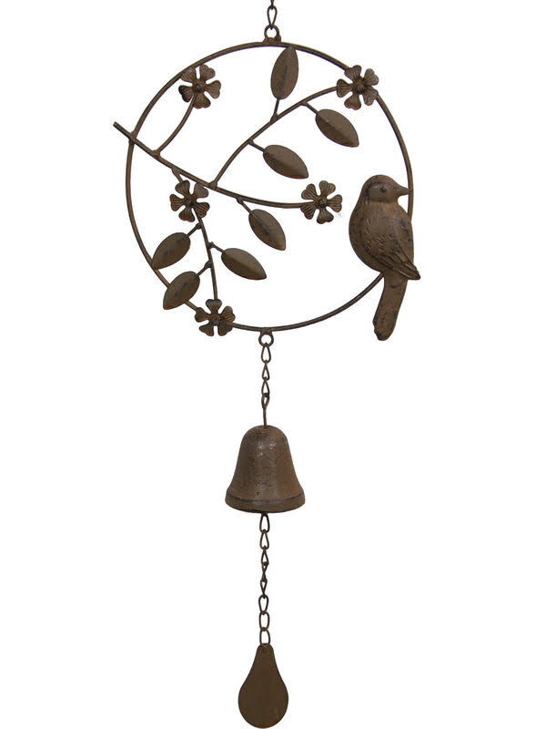 69cm Bird In Ring Bell Wind Chime Hanger With Flowers