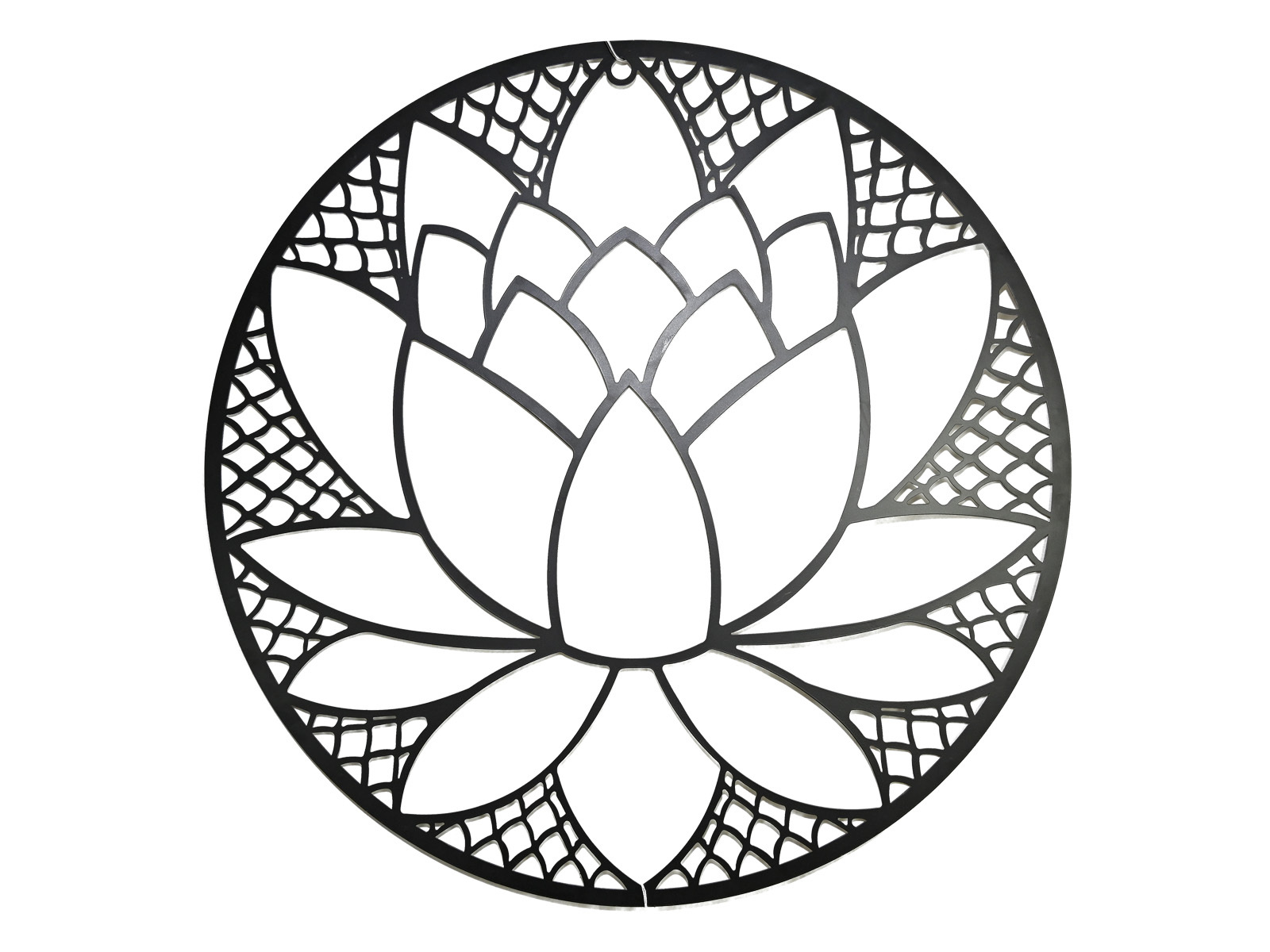 75cm Lotus Black Round Metal Wall Art Meditation Ornament Easy Hang