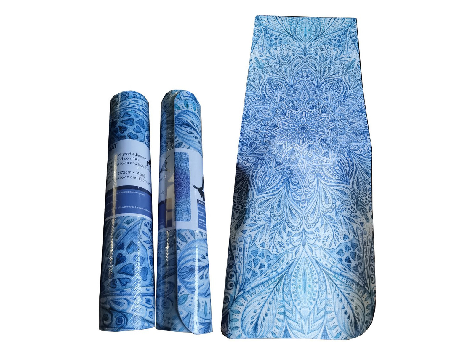 1pce 172cmx61cm Blue Mandala/Feather Yoga Mat 6mm Thick Comfortable