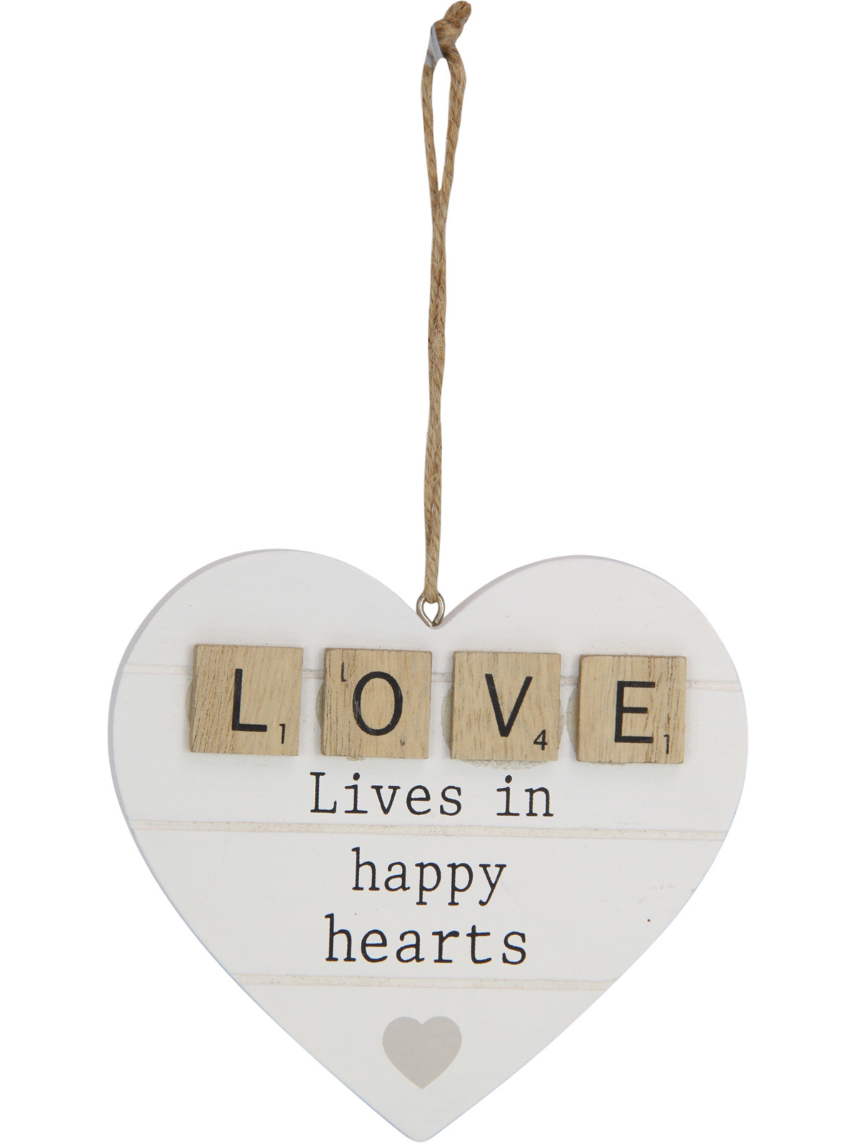 1pce 12cm Hanging Love Heart MDF Home Decor Ornament Lives In Happy Hearts