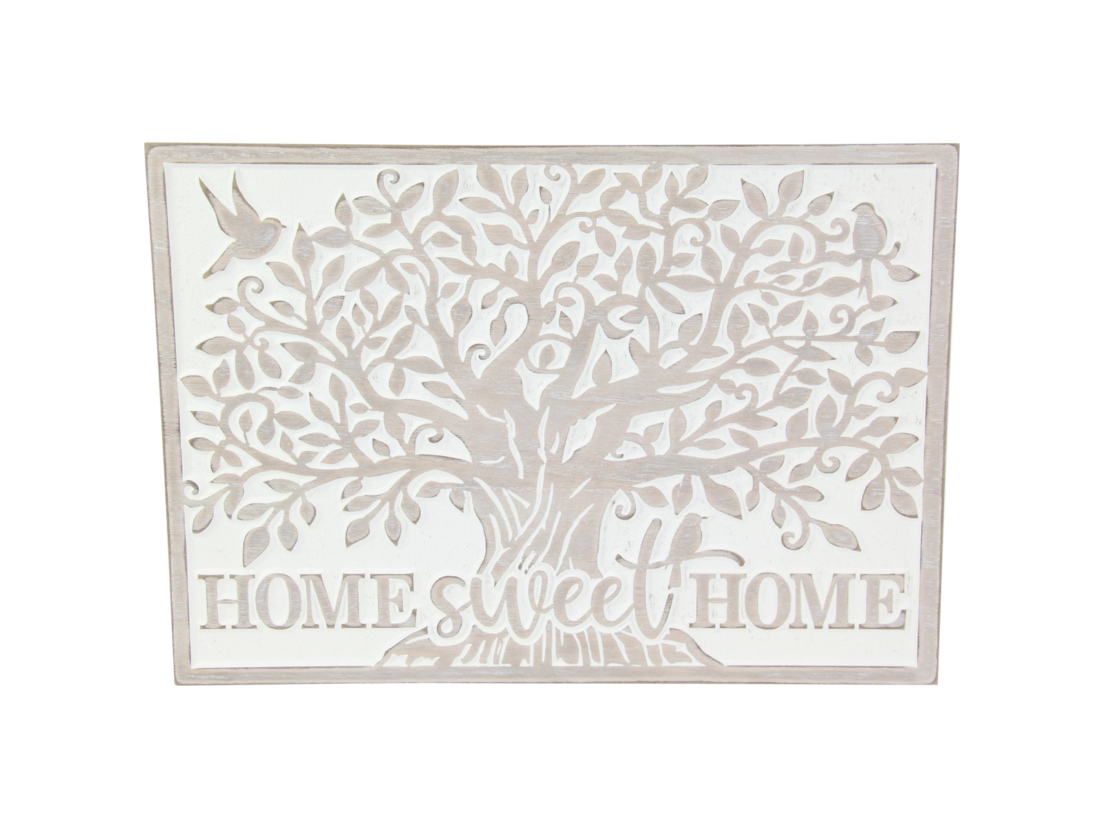 Home Sweet Home Plaque Inspirational Sign 40cm Tree Of Life White Mdf Wall Art
