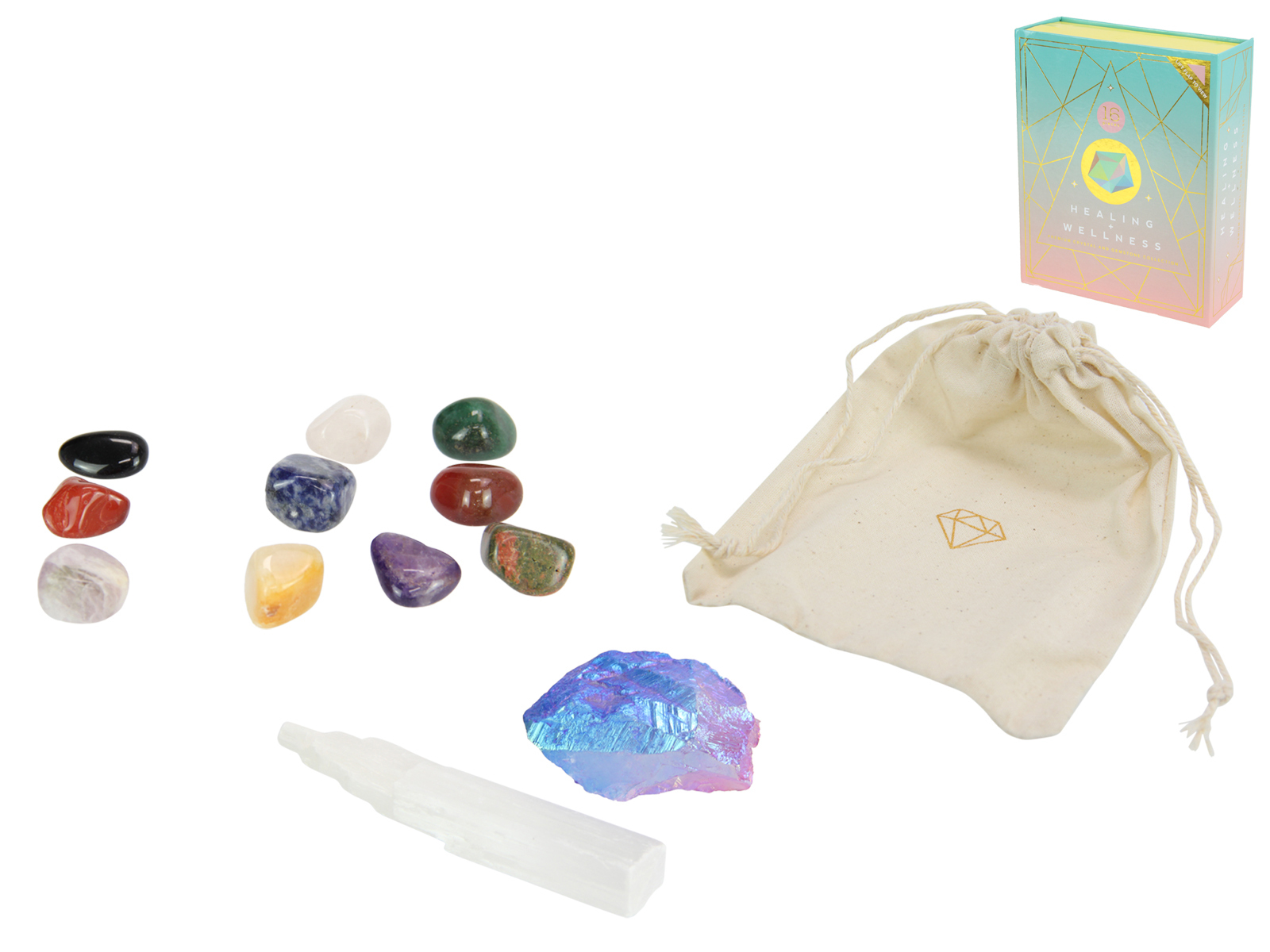 Wellness Crystal Gemstone Kit 20x17cm All In Gift Box 16 Pieces