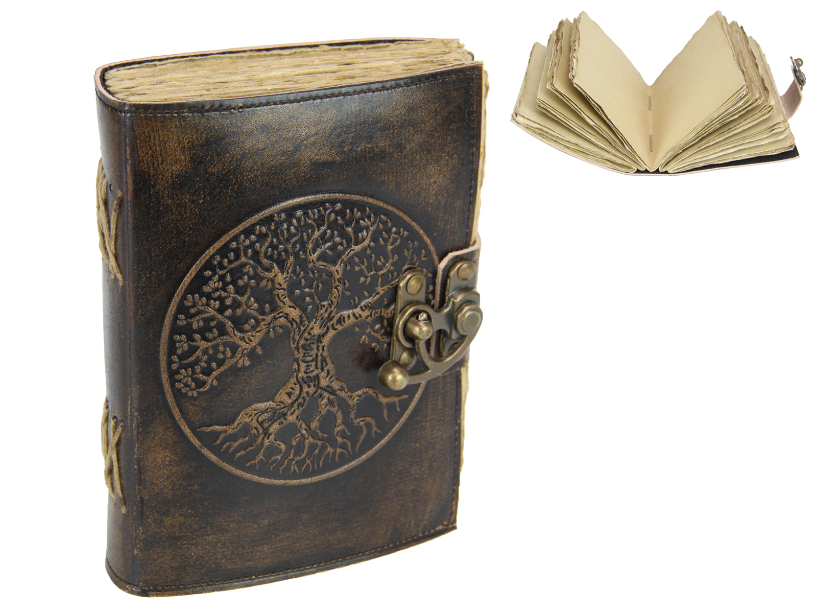 Journal Antique Paper Leather Spell/Writing Book Tree Of Life Cover 7x5