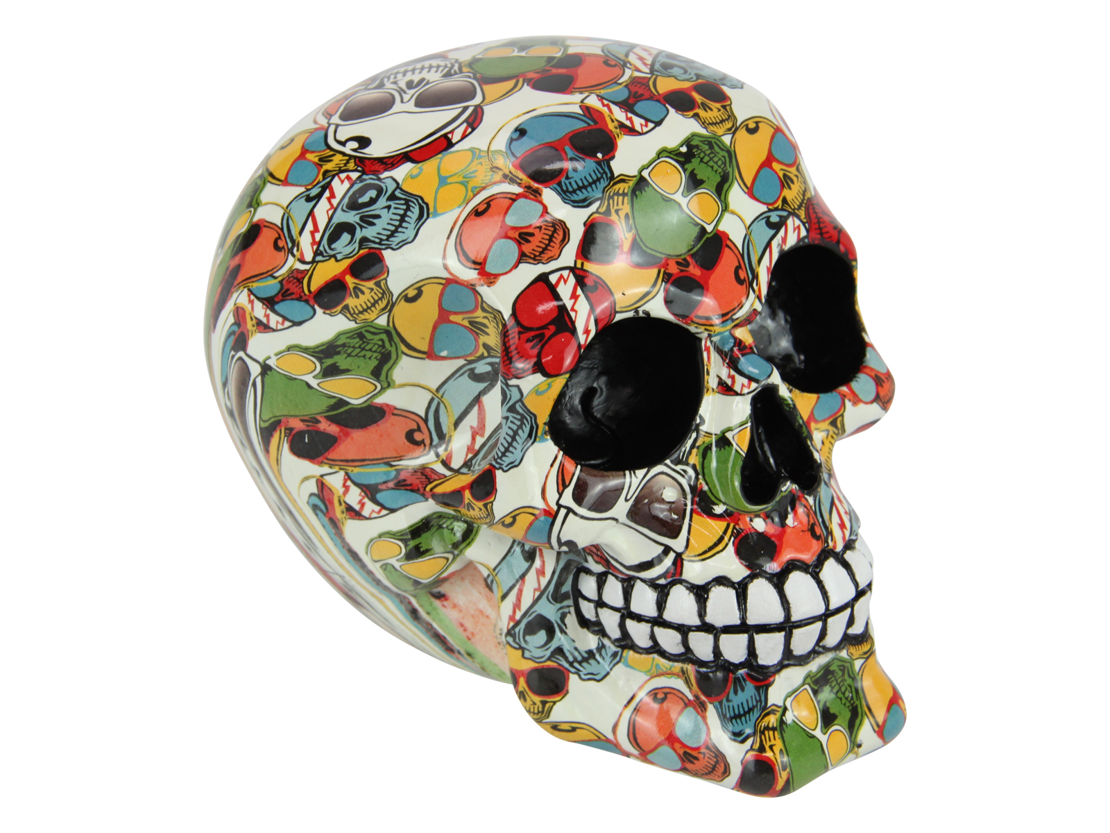 Skull Ornament Party Boy Printed Marble Finish 12cm Resin 1pce