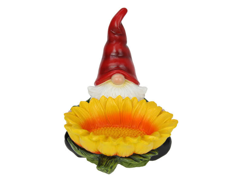 30cm Garden Gnome Bird Feeder With Sun Flower Colourful
