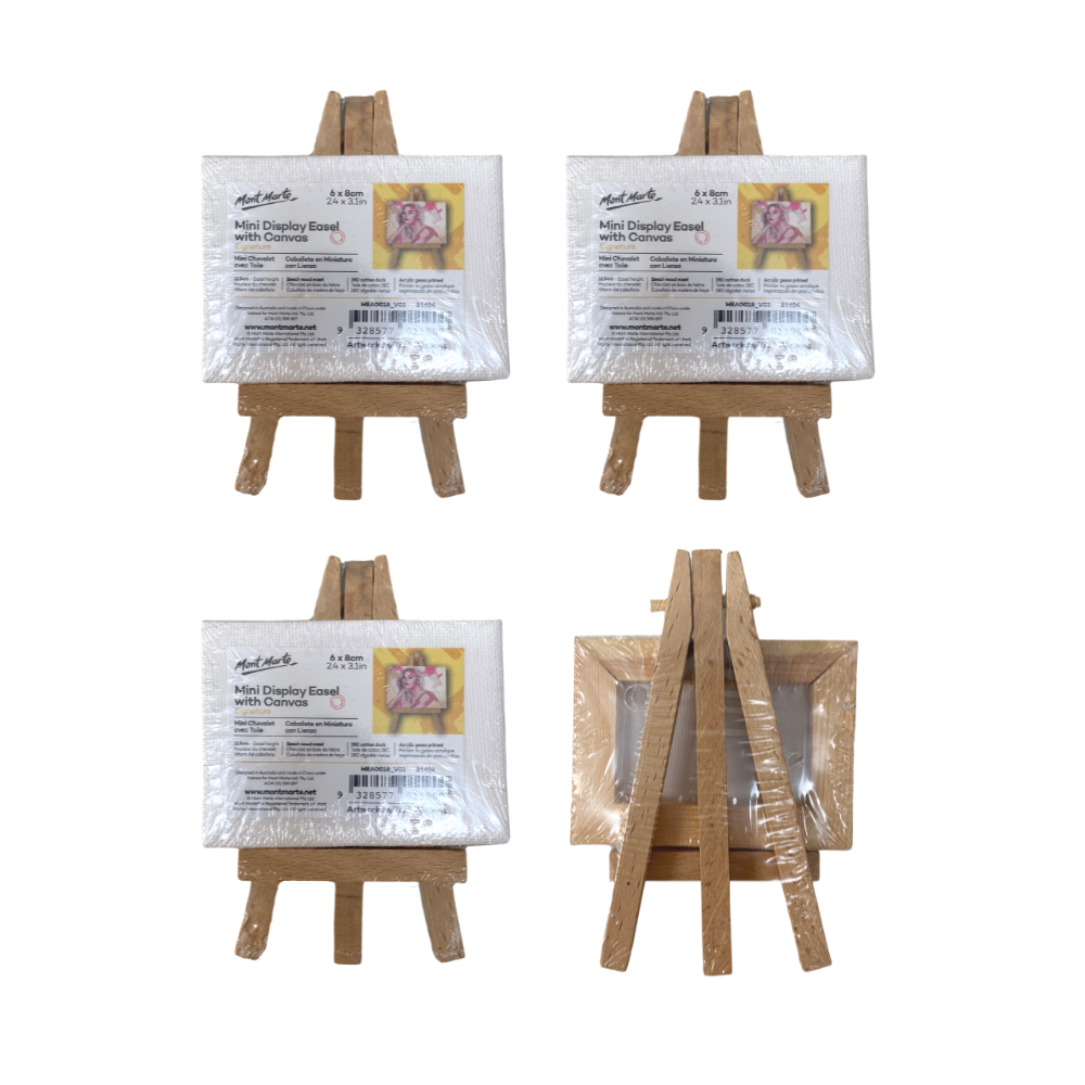 8x Mont Marte Studio Canvas Single Thick 22.9x12.7cm Mini Canvases