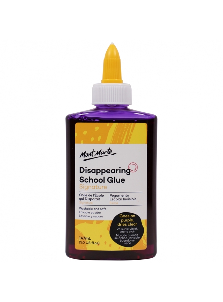 Mont Marte Disappearing School Glue 147ml Dries Clear Washable & Safe