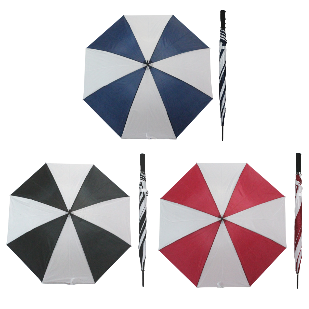 3pce Umbrella Set Black, Blue & Red 81cm Golf Umbrella Large Automatic Open Waterproof