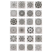 24x Mandala Stencils Set Square 13cm Plastic Reusable Tile Cut Templates