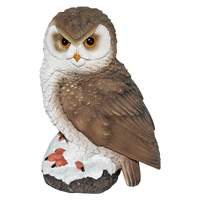 1pce 26cm Brown Realistic Owl Ornament with Glitter Snow Feature