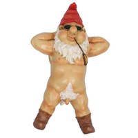 Nudie Garden Gnome Laying Down 27cm Resin Ornament Brown Boots 1pce