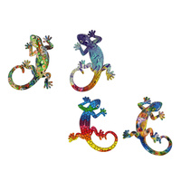 4x Lizards Set 20cm Funky Rainbow Decor Wall Art Groovy Vibrant Retro Style