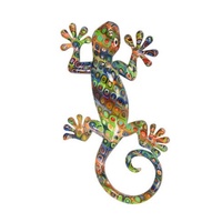 29cm Retro Circles Multi Coloured Wall Art Lizard Resin