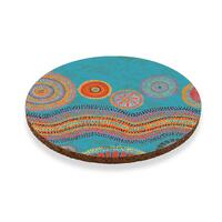 Blue Spirit 6-Piece Cork Coaster Set (10x10cm) in Gift Box by Kelly Lane