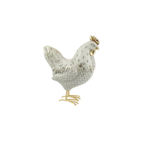 26cm Hen in Gold & White Finish - Chic Farmhouse Decor Accent