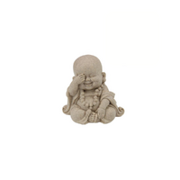 13cm Sitting Wise Buddha in Natural Finish - Serene Decor, See No Evil