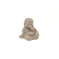 13cm Sitting Wise Buddha in Natural Finish - Serene Decor, Speak No Evil