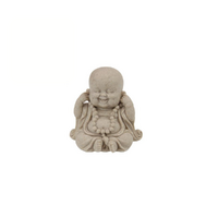 13cm Sitting Wise Buddha in Natural Finish - Serene Decor, Hear No Evil