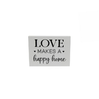 20x15cm Happy Plaque - Love Makes a Happy Home - Inspirational Wall Décor