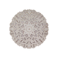 Mandala Wooden Wall Art 80cm Round, Carved Lattice Filigree, White Bohemian